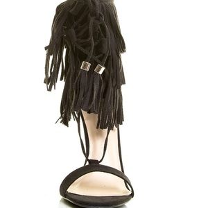 NWOB Wild Diva Fringe Corset Sandal Black